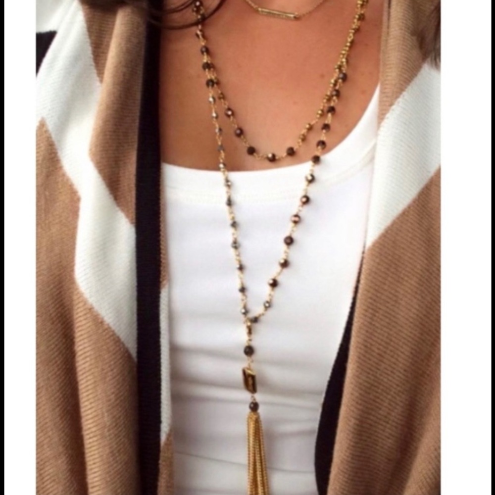 Stella & Dot Gold Layering Tassle Necklace
